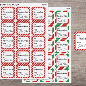 Custom Personalized Christmas Gift Tag Stickers From Santa [G004/G005]