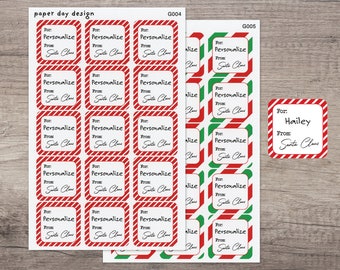 Custom Personalized Christmas Gift Tag Stickers From Santa [G004/G005]
