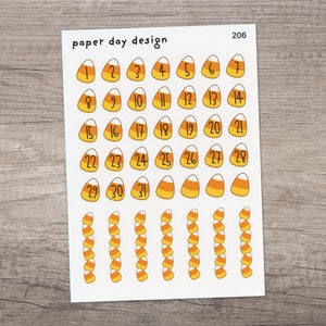 Candy Corn Date Covers and Checklist Stickers for Planners or Calendars - Halloween Planner Stickers [206]