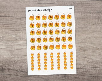 Candy Corn Date Covers and Checklist Stickers for Planners or Calendars - Halloween Planner Stickers [206]
