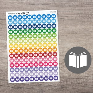 OPEN BOOK Round Icon Planner / Calendar Stickers [R2-119]