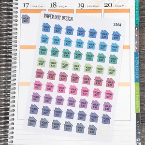 CUSTOM House Icon Stickers for Planners or Calendars BLACK TEXT - Etsy