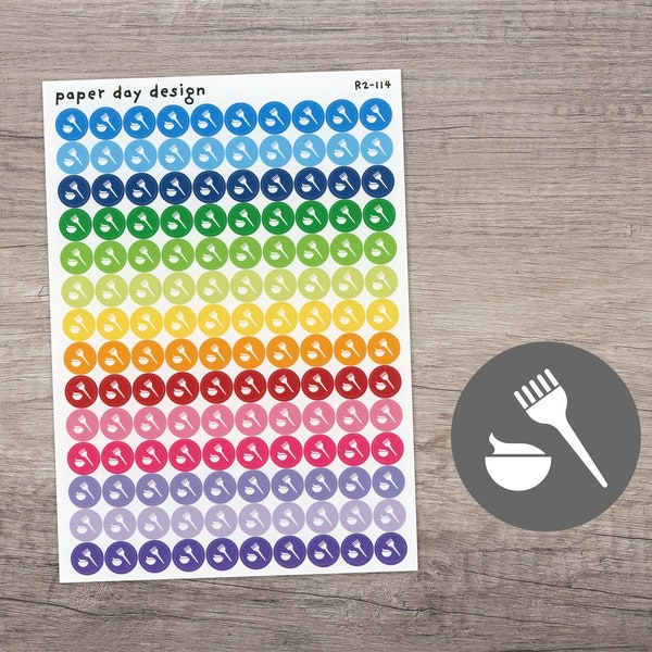 HAIR COLOR Round Icon Planner / Calendar Stickers [R2-114]