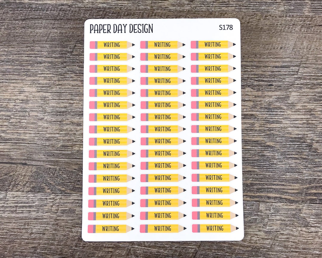 WRITING Pencil Label Stickers for Planners or Calendars [S178] - Etsy