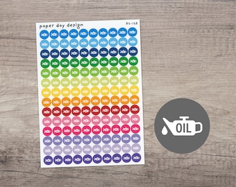 OIL CHANGE Round Icon Planner / Calendar Stickers [R2-128]