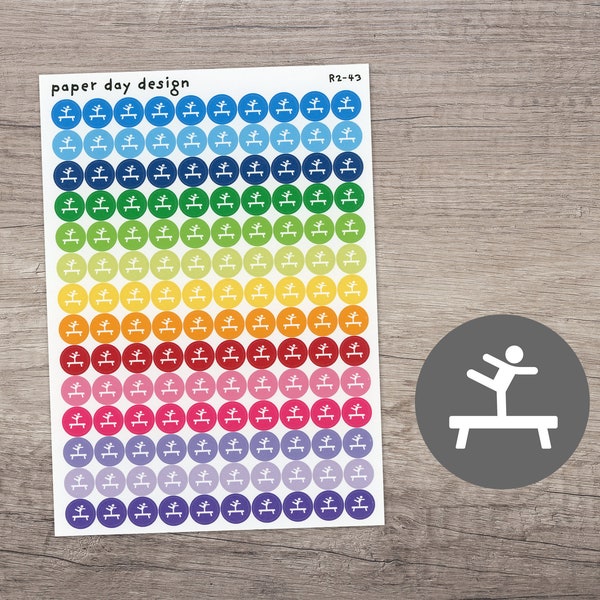 GYMNASTICS BEAM Round Icon Planner / Calendar Stickers [R2-43]