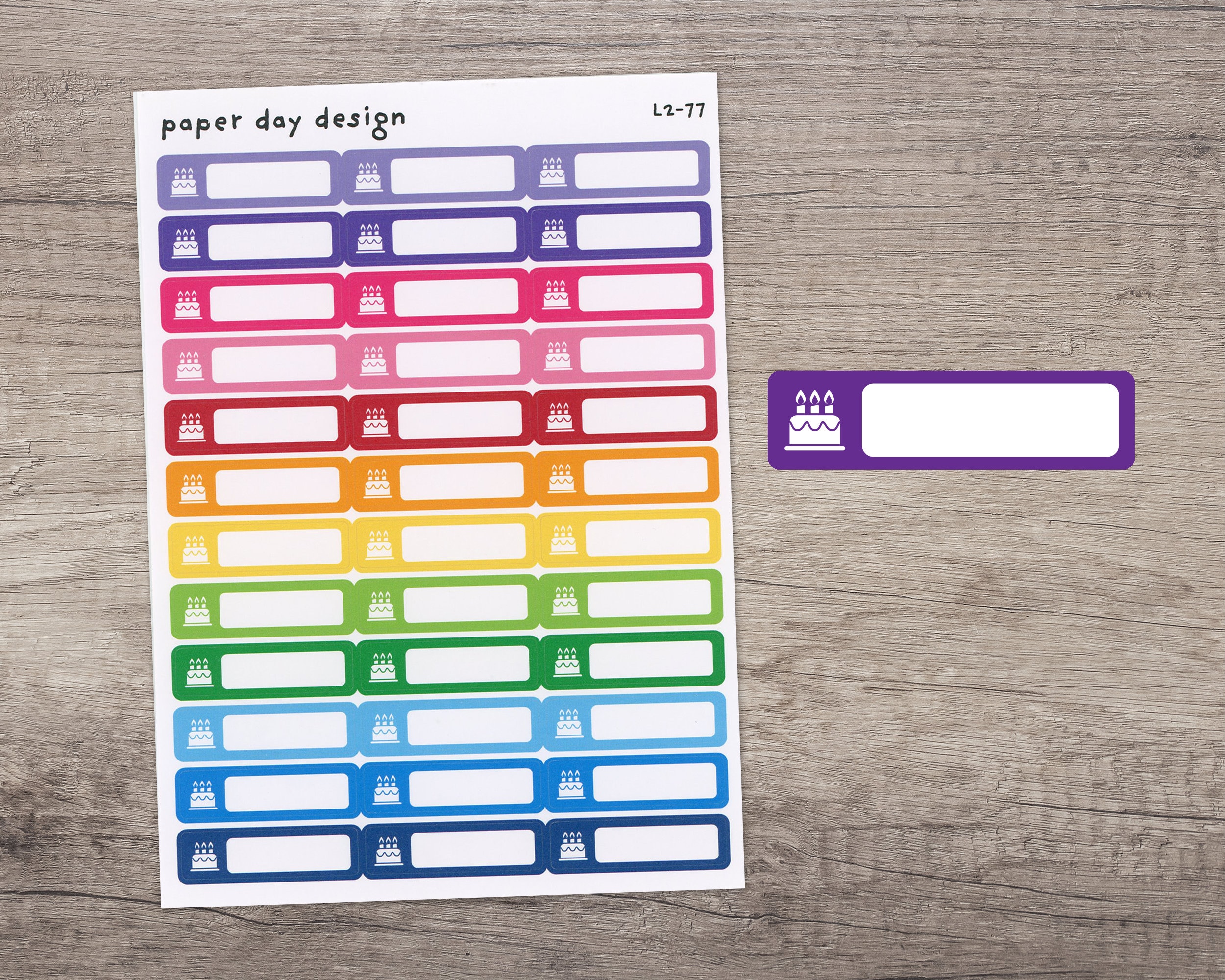 BIRTHDAY CAKE Icon Label Planner / Calendar Stickers [L2-77]
