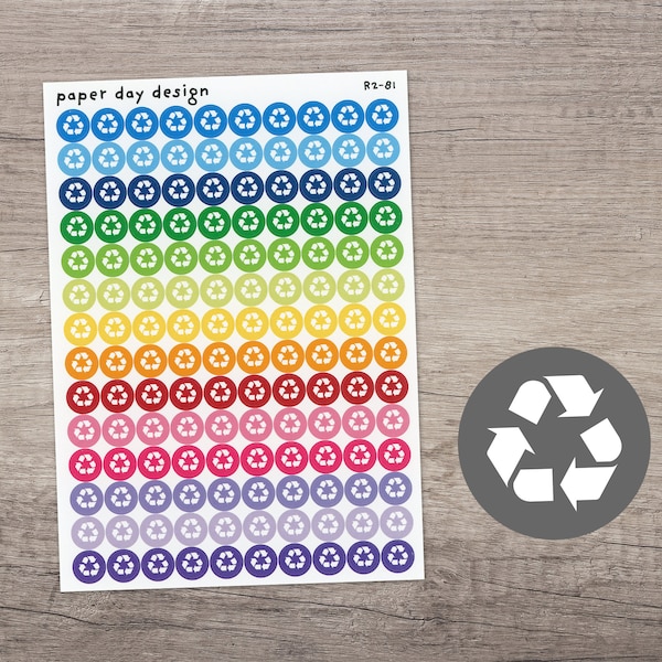 RECYCLE Round Icon Planner / Calendar Stickers [R2-81]