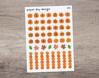 Fall Pumpkin Date Covers and Checklist Stickers for Planners or Calendars - Autumn Planner Stickers [202]
