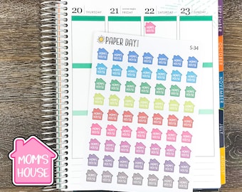 Mom's House Icon Stickers for Planners or Calendars White Text [S34]