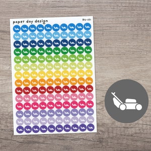 LAWN MOWER Round Icon Planner / Calendar Stickers [R2-101]