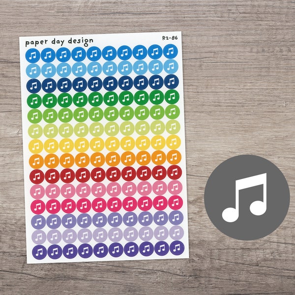 MUSIC NOTE Round Icon Planner / Calendar Stickers [R2-86]