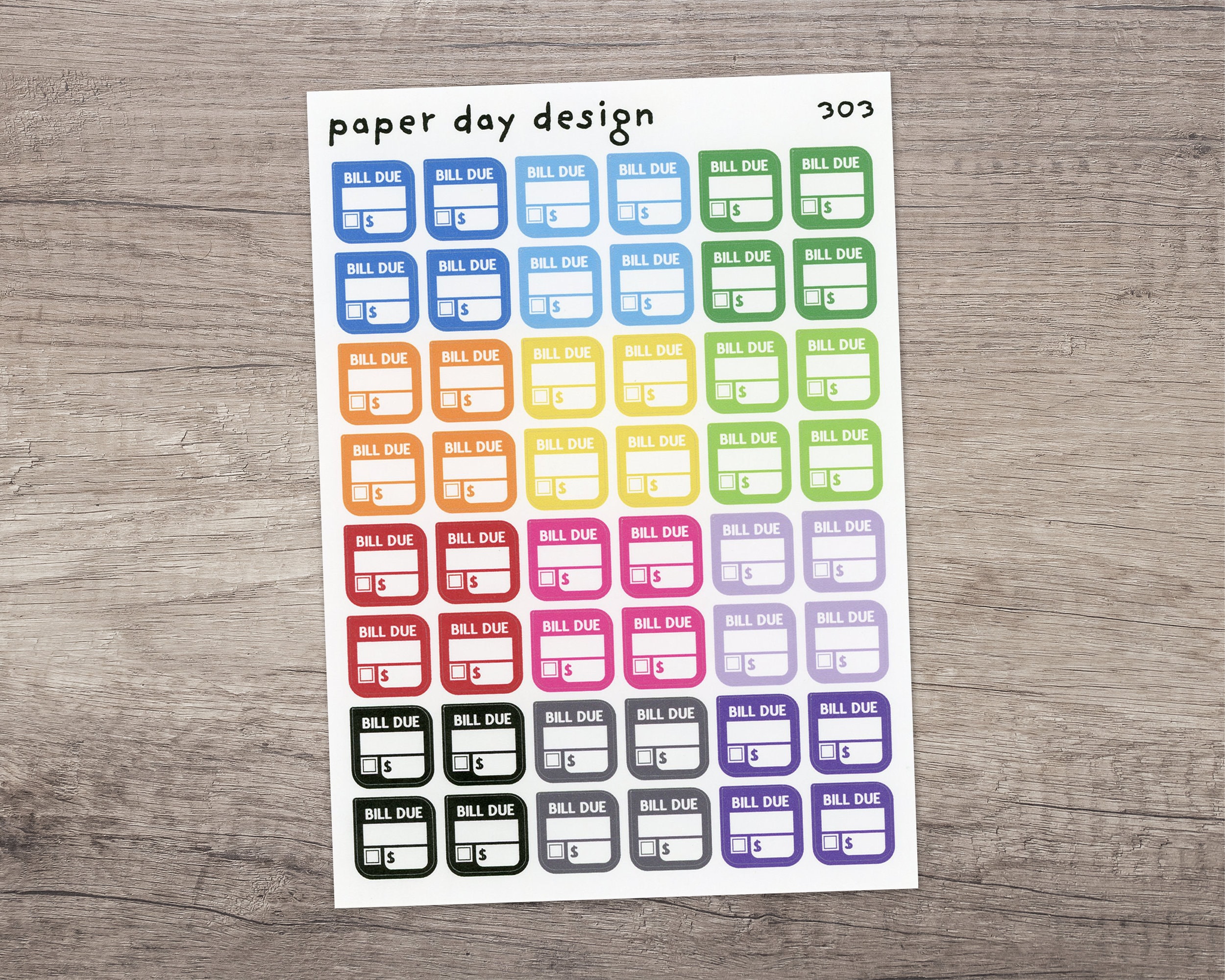 Tiny BILL DUE Box Planner Sticker [303]