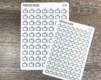 Television Set Icon Stickers for Planner or Calendar