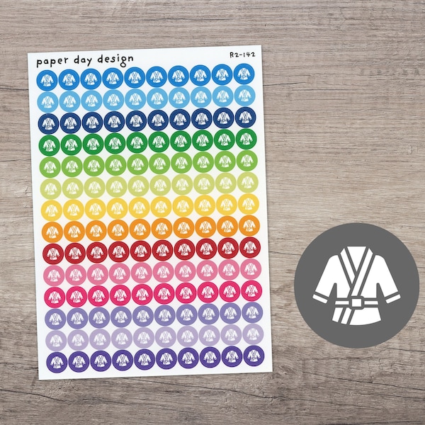 KARATE MARTIAL ARTS Round Icon Planner / Calendar Stickers [R2-142]