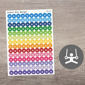 GYMNASTICS RINGS Round Icon Planner / Calendar Stickers [R2-42]