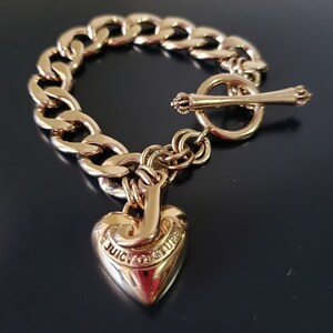 Juicy Couture Heart Bracelet. Gold ton Puffy Heart Juicy Bracelet. Juicy Link Chain Bracelet. Juicy Couture Jewelry Juicy Charm Bracelet