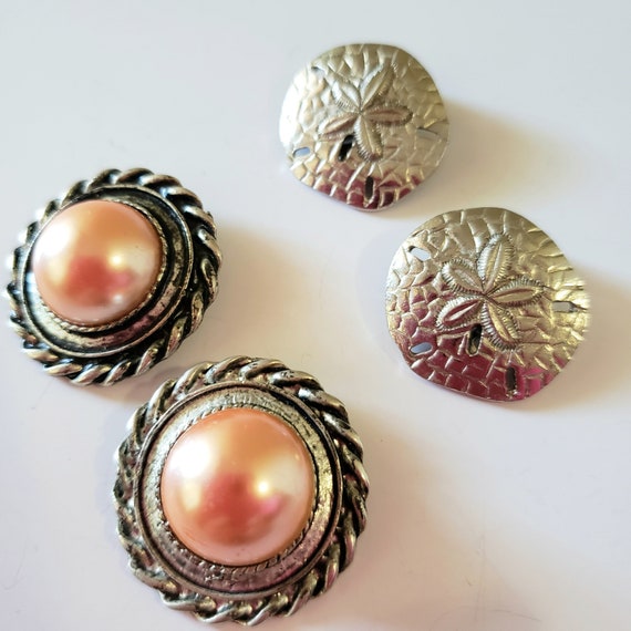Vintage Chunky Clip  Earrings .Large Chunky Faux … - image 2