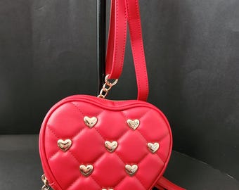 Juicy Couture Red Faux Leather Heart Crossbody Bag