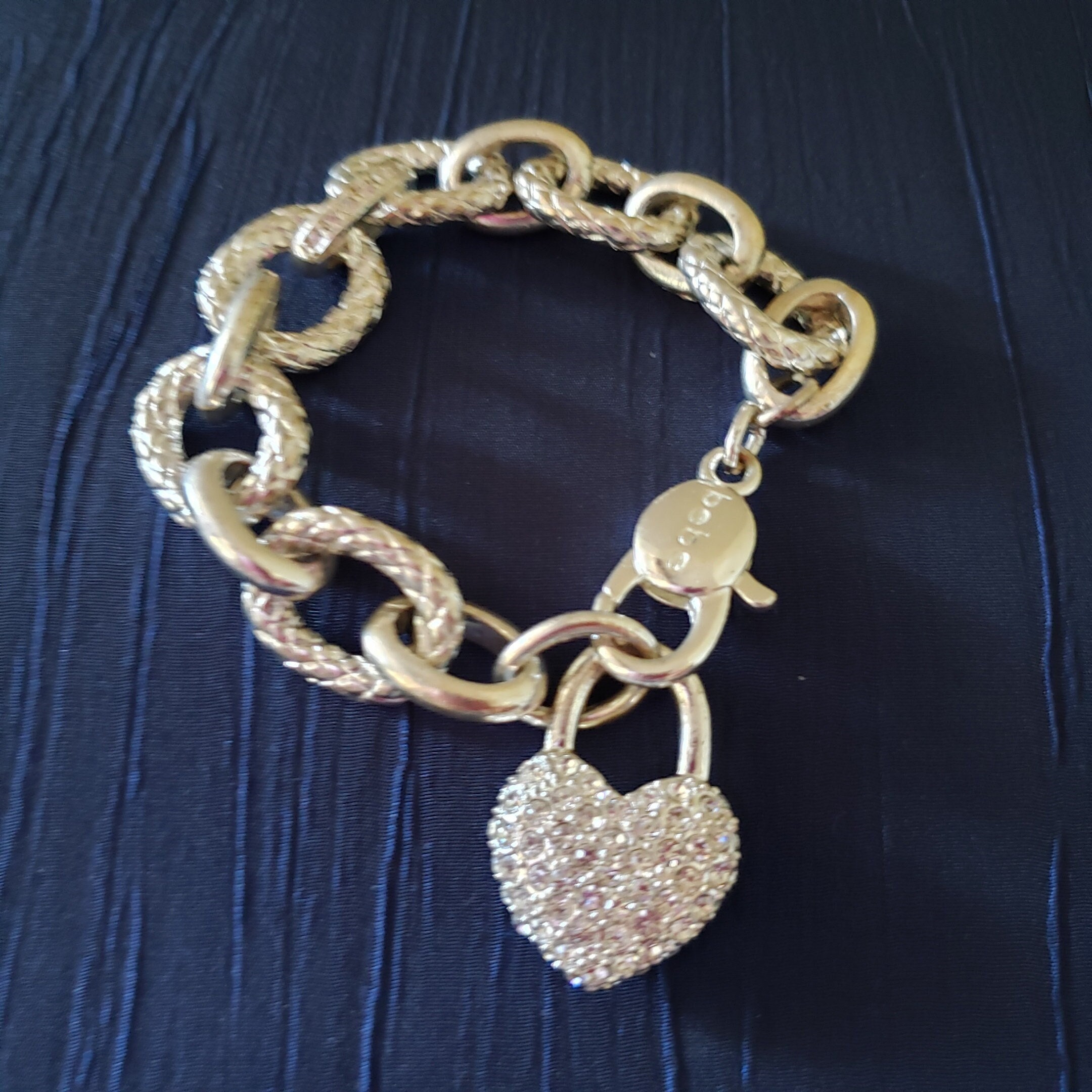 Vintage Bebe Heart Chunky Bebe Crystals Heart Bracelet