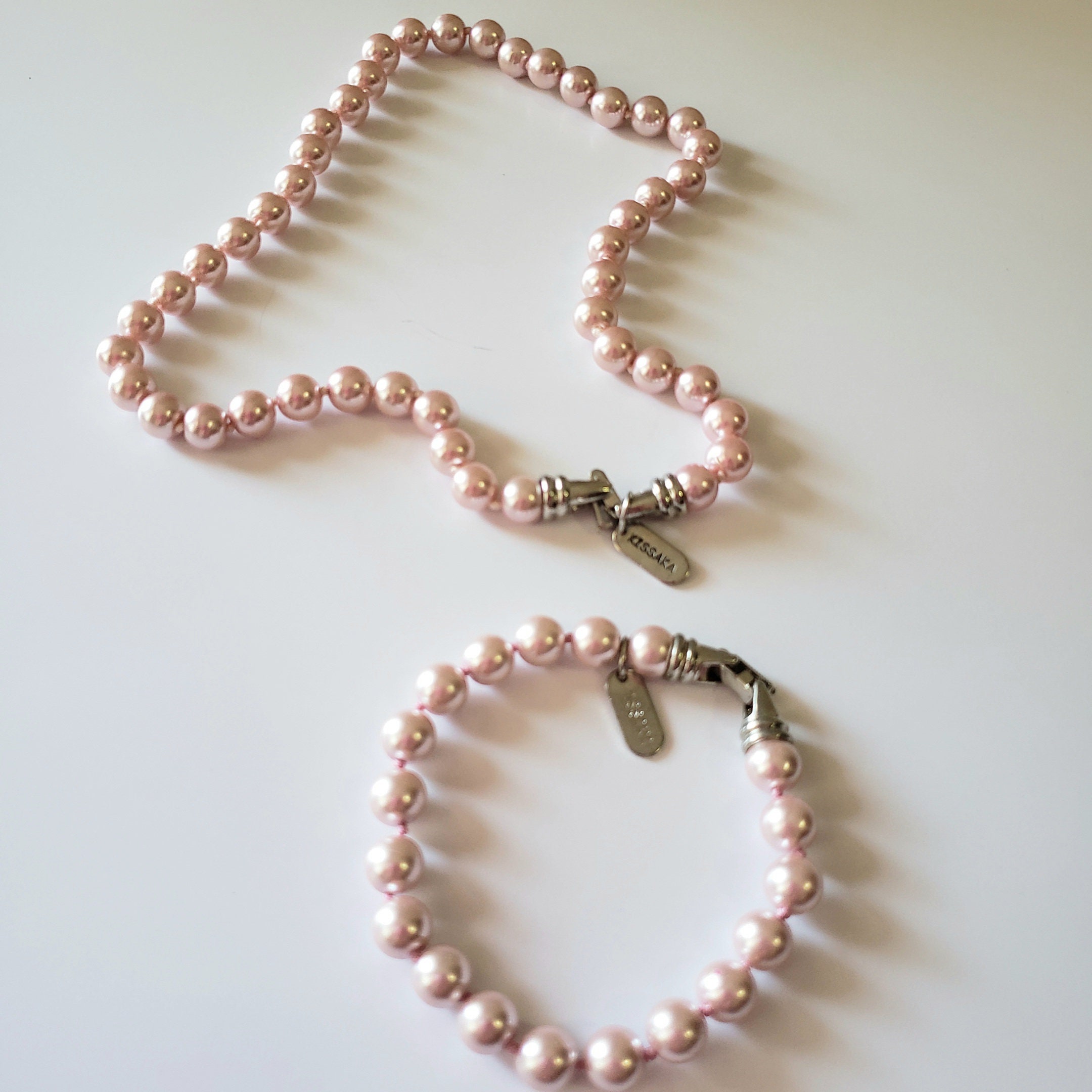 Vintage Kissaka Pearl Necklace bracelet Wedding .bridal Classic Pink .lilac Necklace .kissaka Faux Pearl Necklace. Etsy Canada