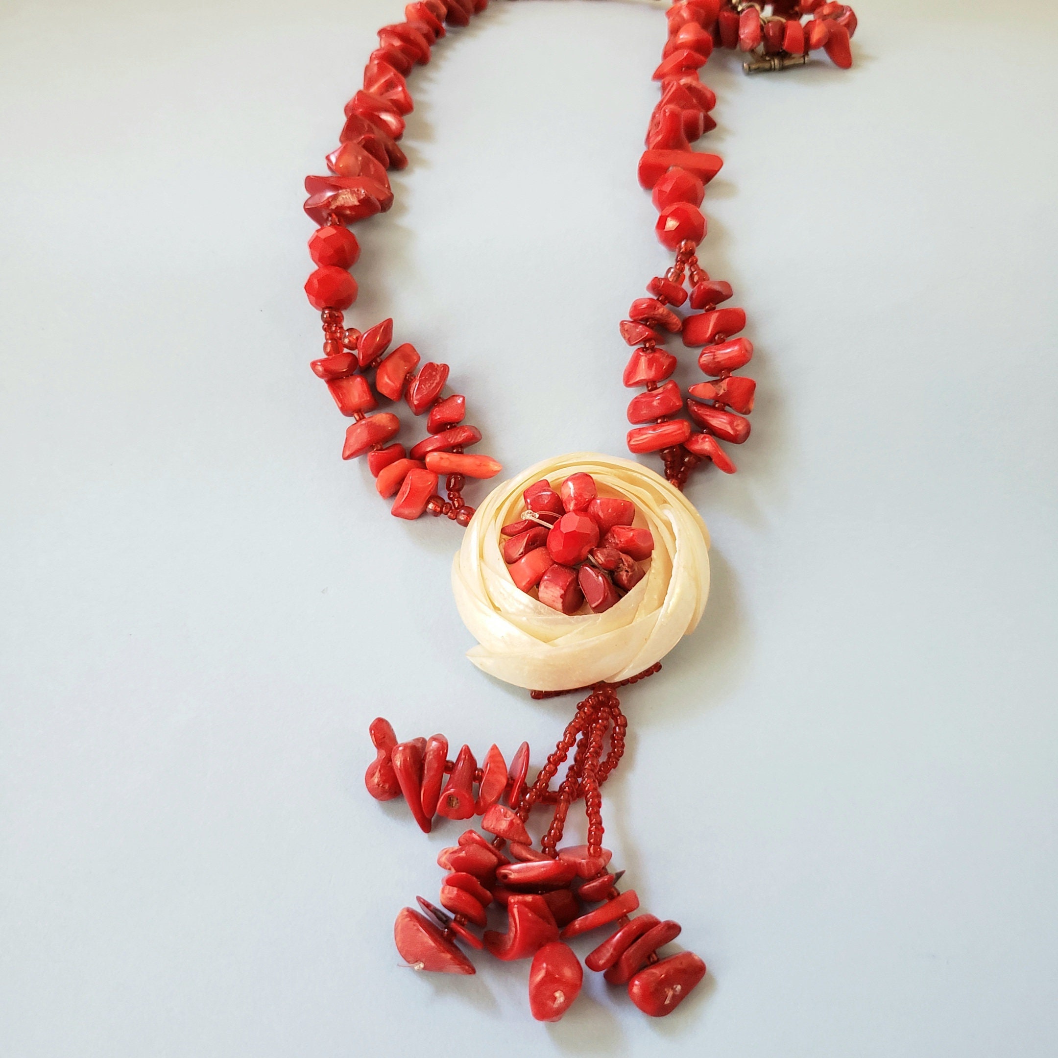 Natural Coral Necklace. Chips Coral Necklace .gemstone Red Etsy UK