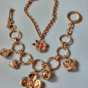 Vintage Juicy  Couture Floral  Charm bracelet. Juicy Couture Gold  ton charm bracelet.  Juicy Couture Chain  bracelet . Choose One