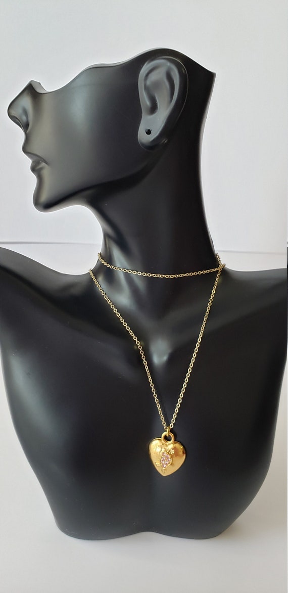 TRIFARI  Flowers Heart necklace. Gold ton necklace