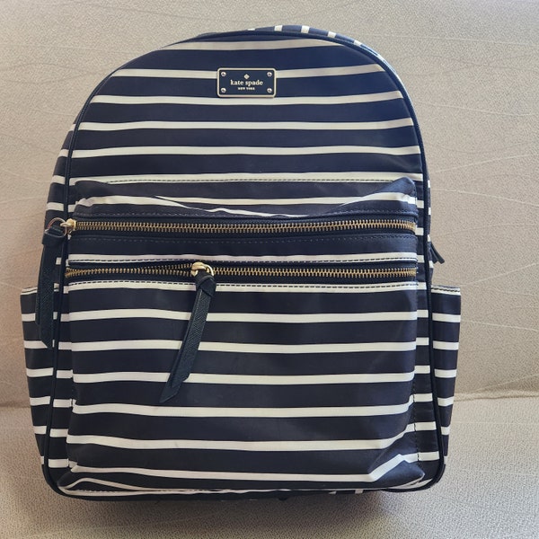 Kate Spade Backpack. Kate Spade Black White Backpack. Kate Spade Bag. Vintage Kate Spade Striped Backpack. Kate Spade Fabric Trim Backpack.