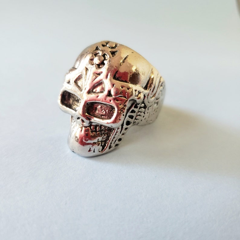 Skull Ring. Halloween Skull Ring .Ring for Men size10.Silver ton Skull Ring. Gothic Skull Ring. image 1