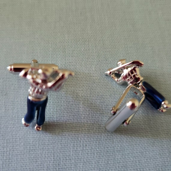 Vintage Golf Men's Cufflinks. Blue Enamel Silver … - image 9