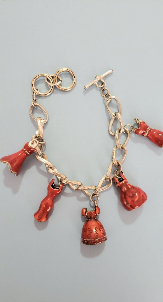 Chunky Funky  Red Bracelet. Silver Ton Bracelet. D