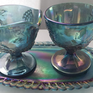 Vintage Faschingsglas Sahne und Zucker Set.