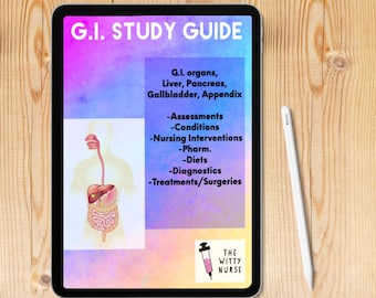 Gastrointestinal system study guide, Gastrointestinal bundle, Pathology, Pharmacology, Nutrition, Nursing Notes Bundle [133 Pages]