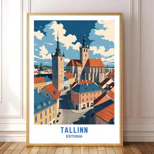 Tallinn Estonia Travel Poster – Vintage Cityscape Wall Art, Old Town Architecture Print, Retro Digital Download