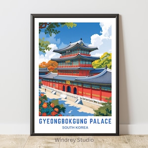 Gyeongbokgung Palace Wall Art Print, Seoul South Korea Travel Poster, Korean Architecture Home Decor, Cultural Heritage Artwork