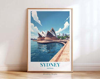 Sydney Opera House Australien väggkonsttryck | Australien reseaffisch, Sydney Opera House konstverk för resegåva