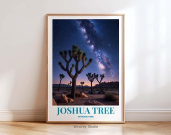 Joshua Tree National Park Night Sky Printable Wall Art – Milky Way Landscape Travel Poster – Southwestern Boho Artwork for Gift