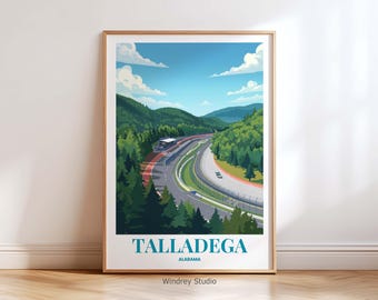 Talladega Alabama Wall Art Print – Alabama Travel Poster, Artwork Home Decoration, Alabama Gift for Travelers