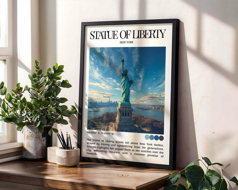 Statue of Liberty Wall Art Print – New York Travel Poster, USA Landmark ...