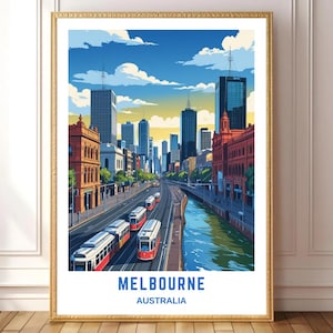Melbourne Skyline Wall Art – Sunset Cityscape Print, Modern Australia Poster, Urban Landscape Digital Download, Travel Art Home Decor
