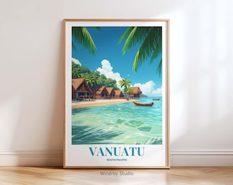 Vanuatu South Pacific Wall Art Print – Tropical Island Poster, South Pacific Travel Decor, VanuatuLandscape Artwork for Travel Gift