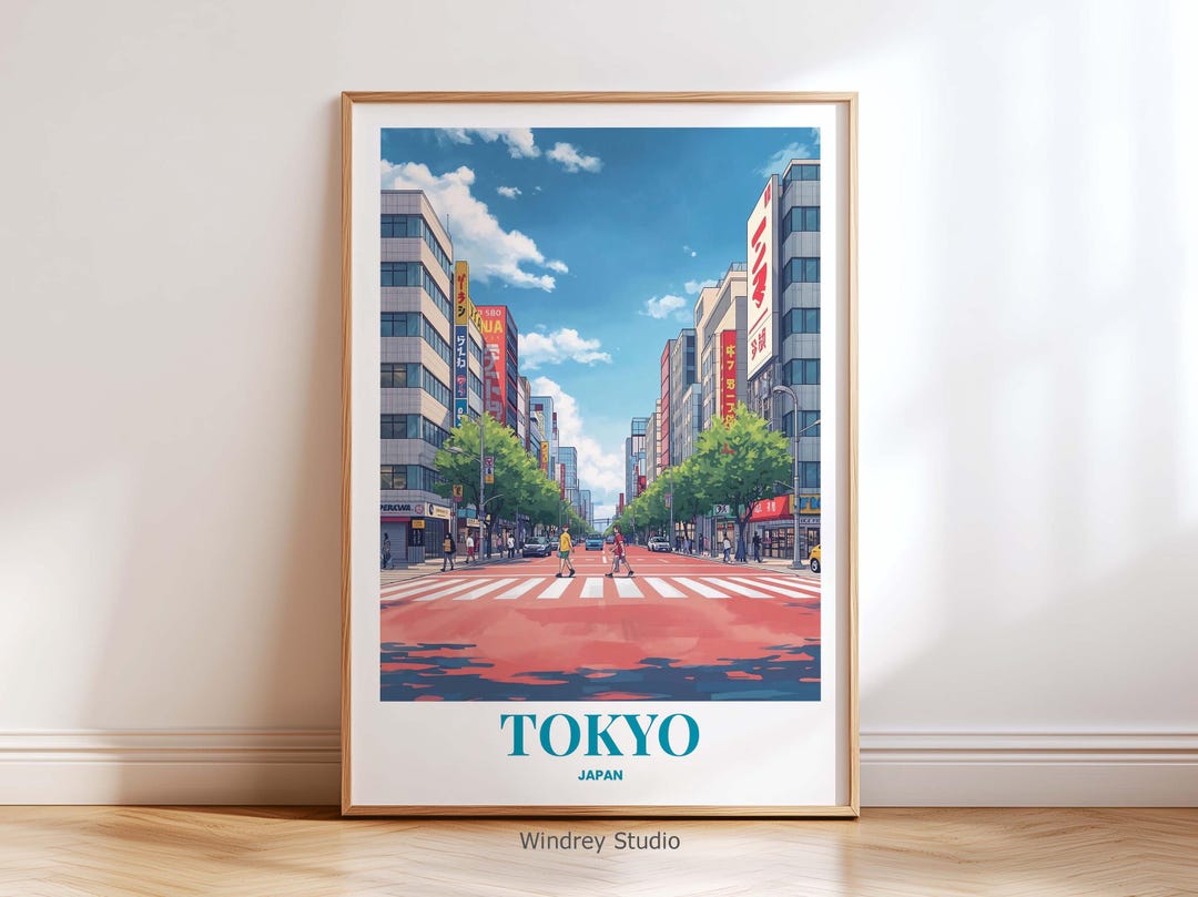 Tokyo Japan Travel Poster – Japan City Street Wall Art Print, Japan ...