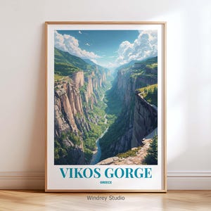 Vikos Gorge Greece Wall Art Print – Scenic Greece Travel Poster, Vikos Gorge Greec Home Decor, European Adventure Printable Travel Gift