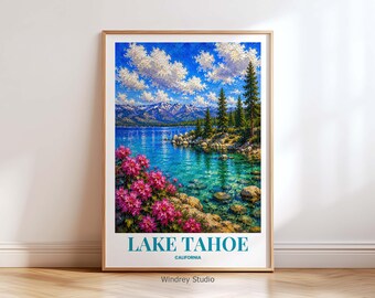 Lake Tahoe Wall Art Print, Lake Tahoe California Travel Poster, Lake Tahoe Print, Lake Tahoe Photo for Traveler
