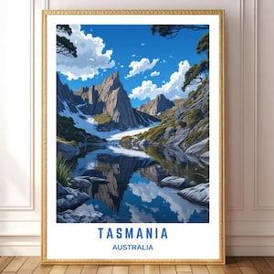 Tasmanien Berglandschaft Wandkunst – Cradle Mountain Spiegelung Druck – Australien Natur Poster – Malerische Reise Dekoration – Digital Download