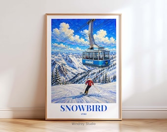 Snowbird Utah Ski Travel Poster | Snowbird Wall Art Print | Utah Mountain Decor | Vintage Ski Resort Poster | Winter Landscape Artwork
