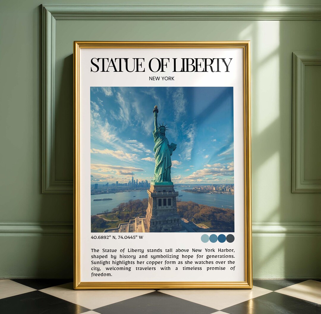 Statue of Liberty Wall Art Print – New York Travel Poster, USA Landmark ...