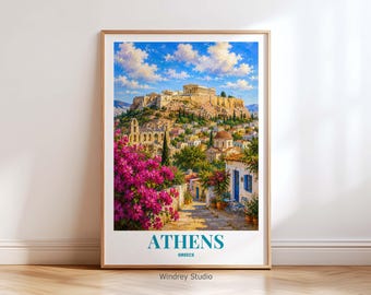 Athens Greece Travel Poster Print | Athens Travel Poster | Greece Island Cityscape Artwork | Athens Wall Art | Athens Vintage Travel Print