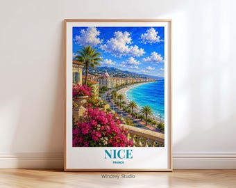 Nice France Travel Poster | Nice French Wall Art Print | French Riviera Travel Gift| Vintage France Photo Housewarming Cityspace